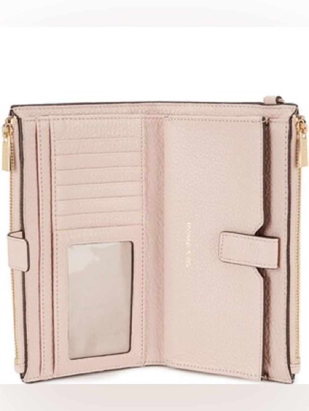 New With Tags! Michael Kors Adele Double Zip Gold Tone Wristlet Wallet Soft Pink - Picture 3 of 5
